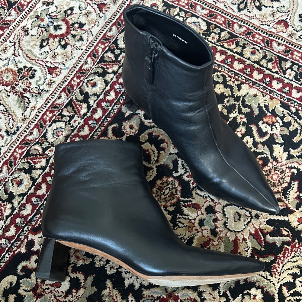 Vince black leather ankle booties